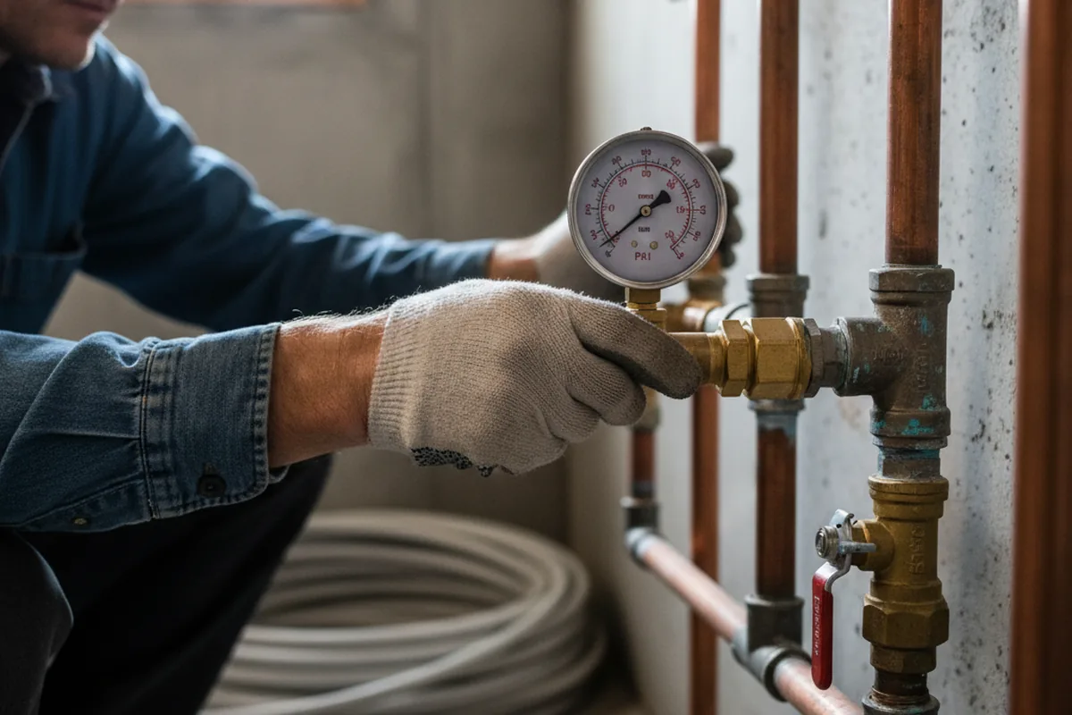 Pressure testing a repaired line during Water Line Repair in Burrton